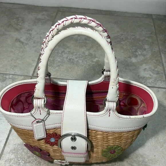 Vintage Coach Straw Bag with Daisies A04K-4443 Limited Edition/Rare - Picture 2 of 16